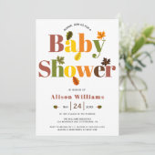 Farbige Typografie Terracotta fallen Babydusche Einladung (Stehend Vorderseite)