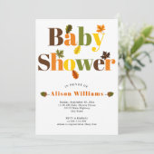 Farbige Typografie und Blätter fallen Einladung (Stehend Vorderseite)