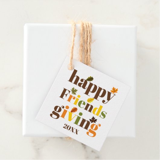 Farbige Typografie und Blätter Freundschaftsnieder Geschenkanhänger (Beispiel)