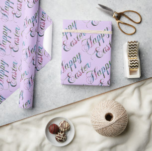 Farbige Typografie Weich Lila glückliche Ostern Geschenkpapier