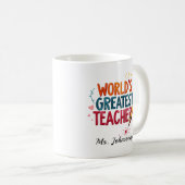 Farbige Typografie Weltbester Lehrer Kaffeetasse (VorderseiteRechts)