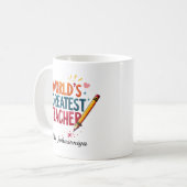 Farbige Typografie Weltbester Lehrer Kaffeetasse (Vorderseite Links)
