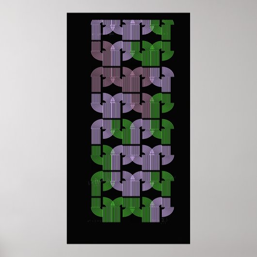 Farbige U-Labyrinth-Geometrie-Muster-Design Poster (Vorne)