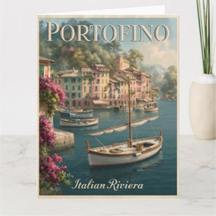 Farbige Uferpromenade und Boote in Portofino, Ital Karte