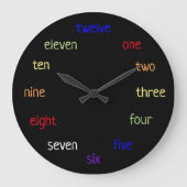 Farbige Uhrennummern beim Schreiben Große Wanduhr (Vorderseite)