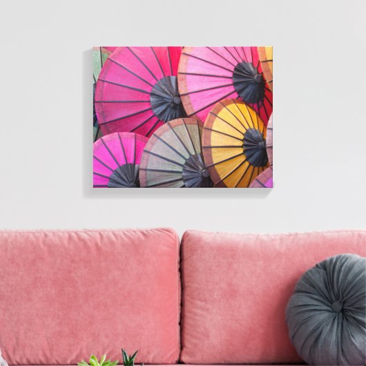 Farbige Umbrellas Canvas Print Leinwanddruck (Insitu (Wohnzimmer))