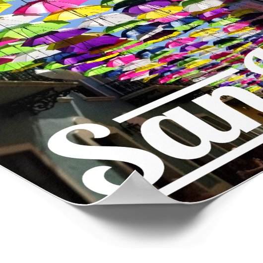 Farbige Umbrellas San Juan Puerto Rico Street Poster (Ecke)