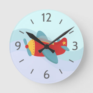 Farbige und anbetungswürdige Flugzeug für das Zimm Runde Wanduhr