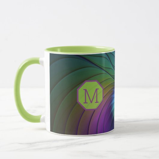 Farbige und blaue, moderne Monogramm des Abstrakte Tasse (Links)