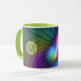 Farbige und blaue, moderne Monogramm des Abstrakte Tasse