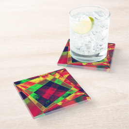 Farbige und geneigte Quadrate und Rechtecke Glasuntersetzer