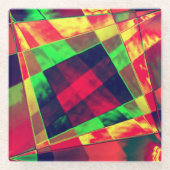 Farbige und geneigte Quadrate und Rechtecke Glasuntersetzer (Vorderseite)