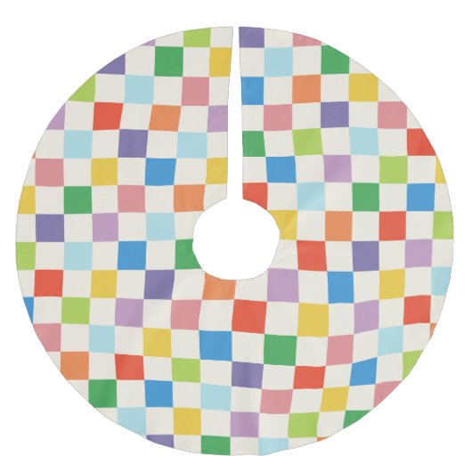 Farbige und helle Checkerboard Gemustert Polyester Weihnachtsbaumdecke (Vorderseite)