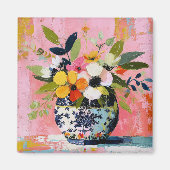 Farbige und lebendige Blumenvase Magnet (Vorne)