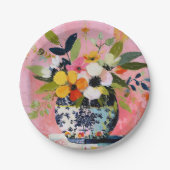 Farbige und lebendige Blumenvase Pappteller (Vorderseite)