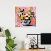 Farbige und lebendige Blumenvase Poster (Heimbüro)