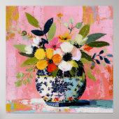 Farbige und lebendige Blumenvase Poster (Vorne)