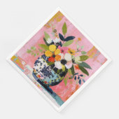 Farbige und lebendige Blumenvase Serviette (Ecke)