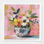 Farbige und lebendige Blumenvase Serviette (Vorderseite)