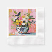 Farbige und lebendige Blumenvase Serviette (Vorderseite)