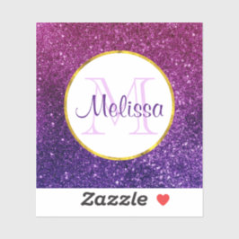 Farbige und Lila Glitzer-Edelsteine Monogramm Aufkleber