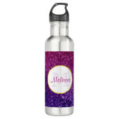 Farbige und Lila Glitzer-Edelsteine Monogramm Edelstahlflasche (Vorderseite)