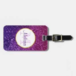 Farbige und Lila Glitzer-Edelsteine Monogramm Gepäckanhänger