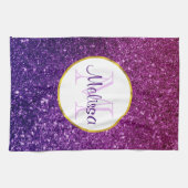 Farbige und Lila Glitzer-Edelsteine Monogramm Geschirrtuch (Horizontal)