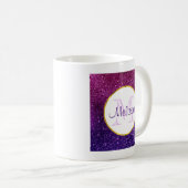 Farbige und Lila Glitzer-Edelsteine Monogramm Kaffeetasse (VorderseiteRechts)