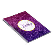 Farbige und Lila Glitzer-Edelsteine Monogramm Notizblock (Rechte Seite)
