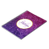 Farbige und Lila Glitzer-Edelsteine Monogramm Notizblock (Linke Seite)