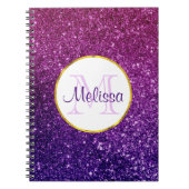 Farbige und Lila Glitzer-Edelsteine Monogramm Notizblock (Vorderseite)