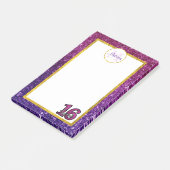 Farbige und Lila Glitzer-Edelsteine Monogramm Post-it Klebezettel (angewinkelt)