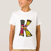 Farbige und lustige Monogram K Tribal und Doodle S T-Shirt (Vorderseite)