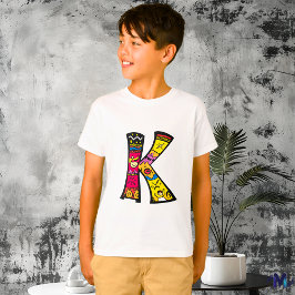 Farbige und lustige Monogram K Tribal und Doodle S T-Shirt