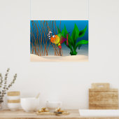 Farbige und Niedliche Cartoon Fische Poster (Küche)
