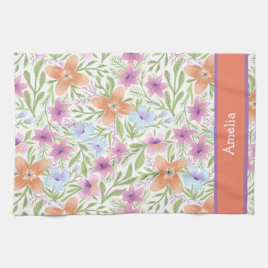 Farbige und Niedliche Pastell-Muster Name Geschirrtuch (Horizontal)
