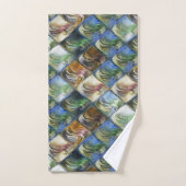 Farbige und polierte Fliesen aus Holz oder Stein Badhandtuch Set (Handtuch)