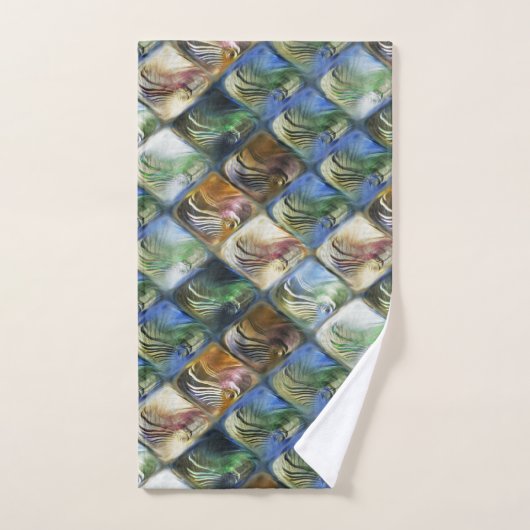 Farbige und polierte Fliesen aus Holz oder Stein Badhandtuch Set (Handtuch)