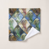 Farbige und polierte Fliesen aus Holz oder Stein Badhandtuch Set (Waschlappen)