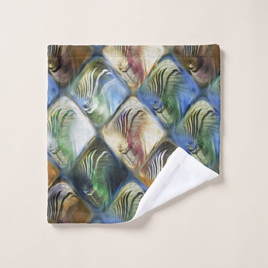 Farbige und polierte Fliesen aus Holz oder Stein Badhandtuch Set (Waschlappen)