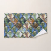 Farbige und polierte Fliesen aus Holz oder Stein Badhandtuch Set (Handtuch)