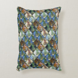 Farbige und polierte Fliesen aus Holz oder Stein Dekokissen