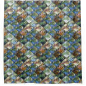 Farbige und polierte Fliesen aus Holz oder Stein Duschvorhang (Vorderseite)