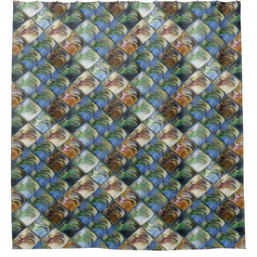 Farbige und polierte Fliesen aus Holz oder Stein Duschvorhang (Vorderseite)