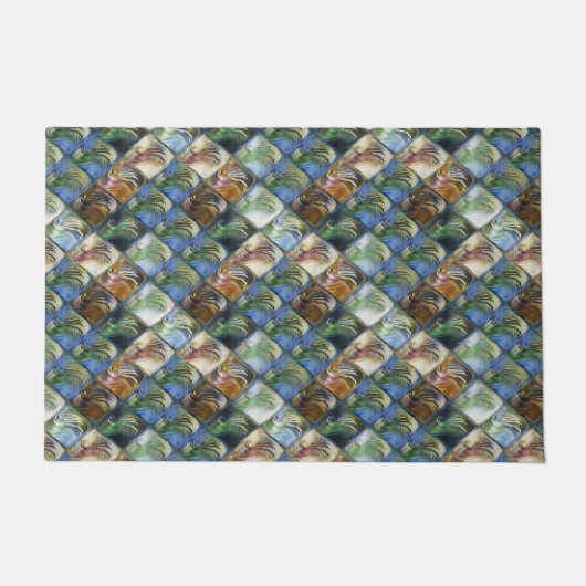 Farbige und polierte Fliesen aus Holz oder Stein Fußmatte (Vorderseite)