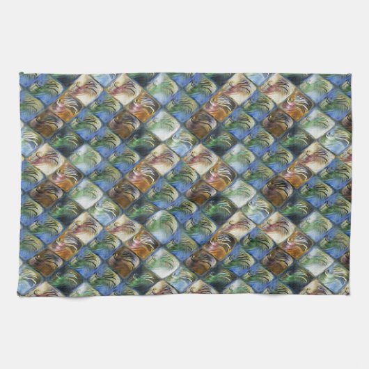 Farbige und polierte Fliesen aus Holz oder Stein Geschirrtuch (Horizontal)