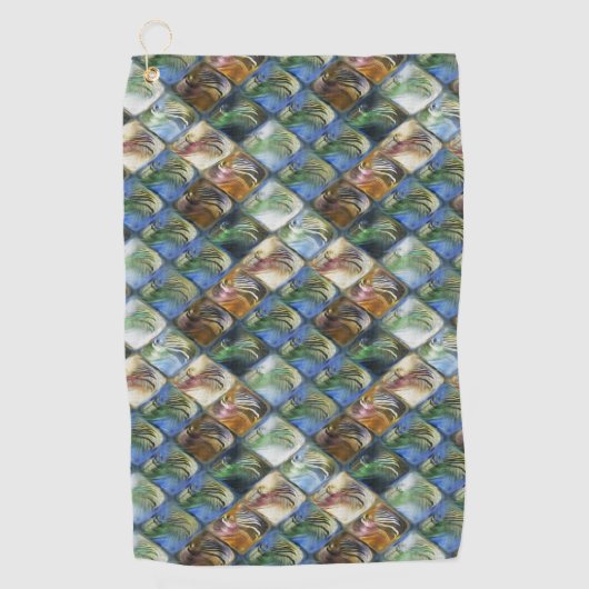 Farbige und polierte Fliesen aus Holz oder Stein Golfhandtuch (Vorderseite)