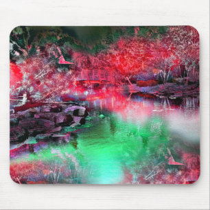 Farbige und strukturierte Landschaft in rot und gr Mousepad