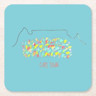 Farbige Untersetzer mit funky Cape Town Tafelberg